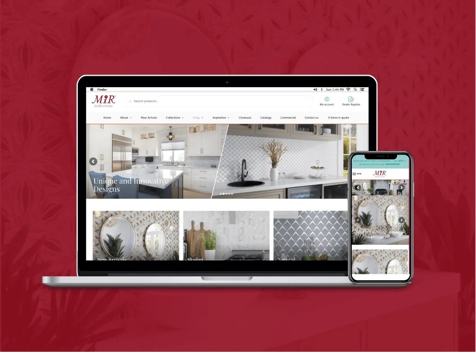 Mir Mosaics B2B dealer dashboard