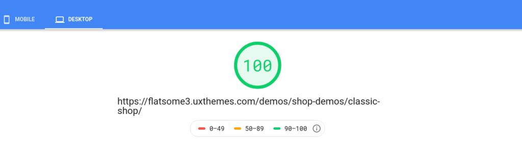 Flatsome Desktop PageSpeed Score